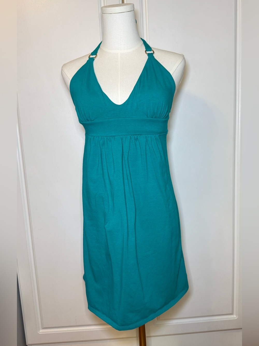MODA International Victoria’s Secret Teal Halter Dress Small Y2K Empire Waist
